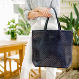 TOSCA BLUE WOVEN TOTE HANDBAG - READY TO SHIP