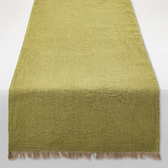 FRINGED LINEN TABLE RUNNER