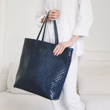 TOSCA BLUE WOVEN TOTE HANDBAG - READY TO SHIP