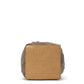 A brown linen washable paper bread bag is shown from the bottom angle, displaying its washable paper base.