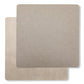 Two square washable paper placemats are shown one on top of the other. The one in the foreground is grey and the one at the rear is beige.