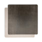 Two square washable paper placemats are shown one on top of the other. The one in the foreground is chocolate pewter toned and the one at the rear is beige.