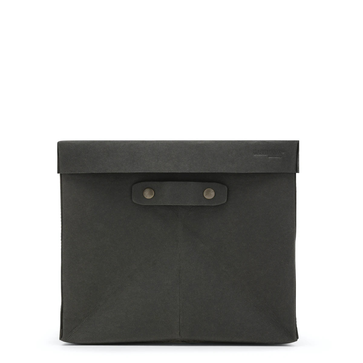 A large washable paper box is shown in black, with the UASHMAMA logo stamped in the right hand corner of the lid. Two metal studs hold the removable handle in place.