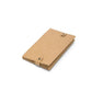 A tan washable paper box is shown folded flat, with metallic stud closures to hold it in place.