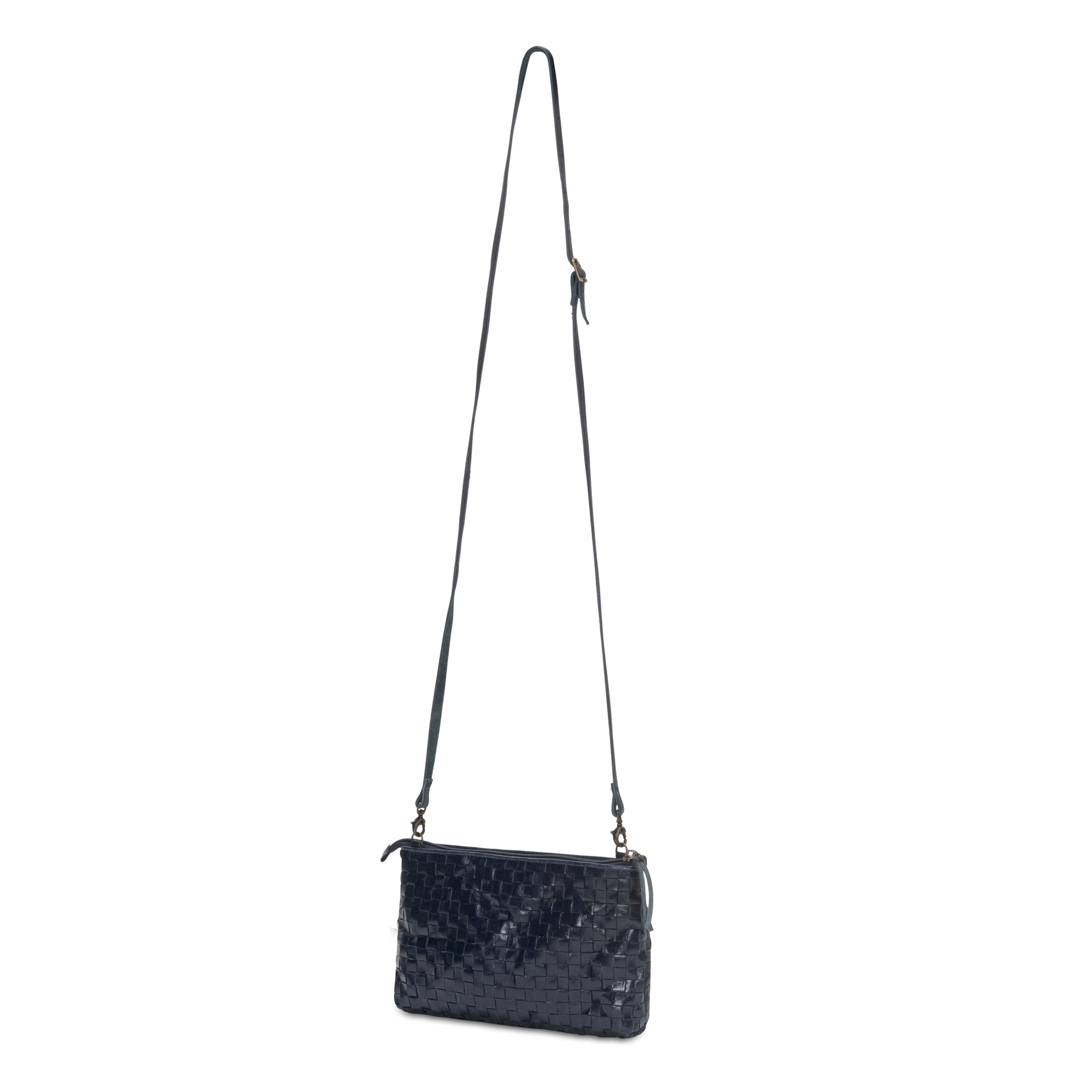 Small leather bag in dark cobalt BLUE. Crossbody / shoulder bag /wrist –  Handmade suede bags by Good Times Barcelona