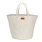 An washable paper basket is shown from the front angle. It has two top handles, a brown UASHMAMA logo tab on the front, and is shown in a white colour.