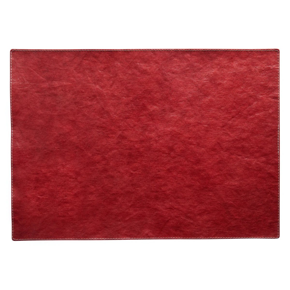 A rectangular washable paper placemat is shown. The placemat is red.