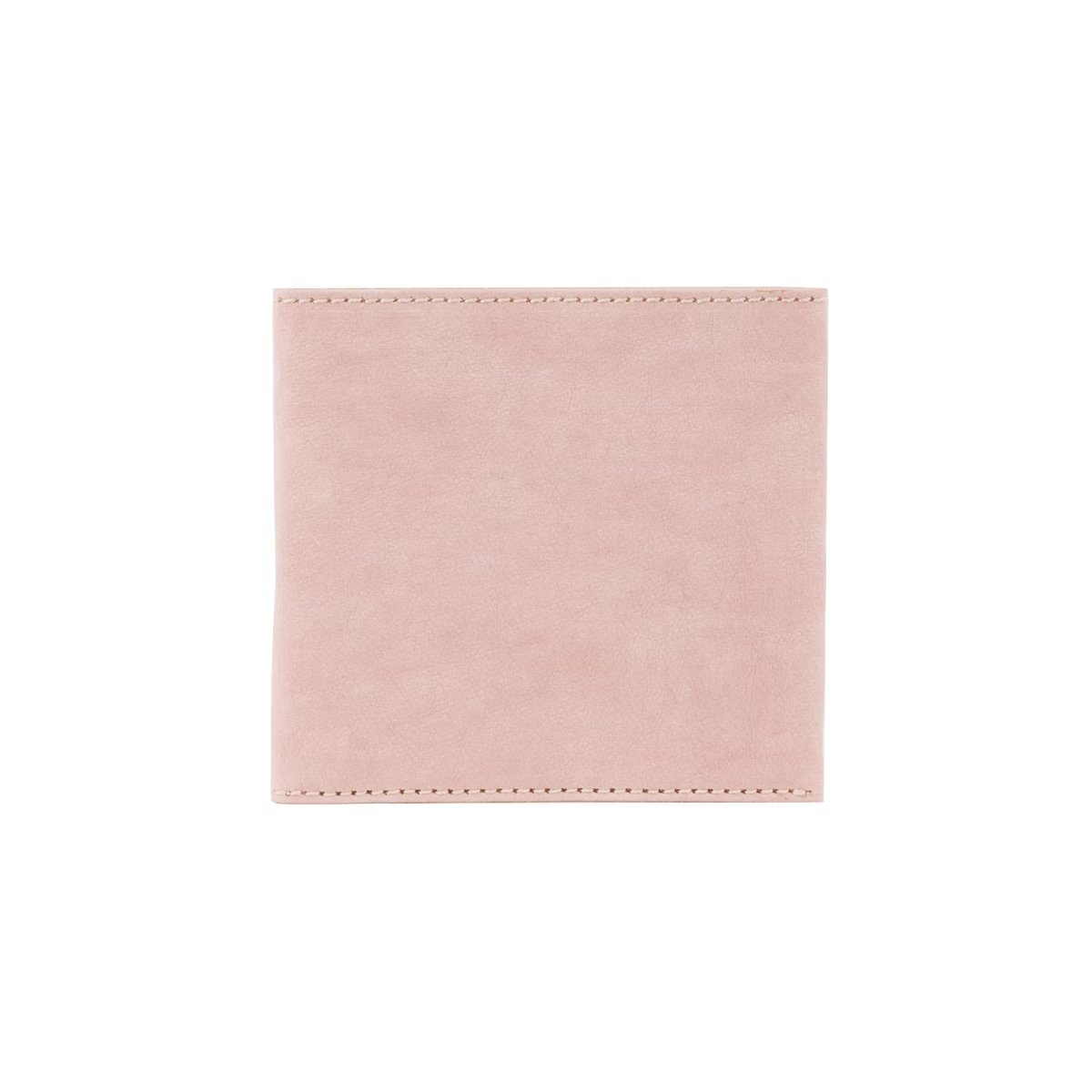 The outside of a small 8 slot washable paper wallet is shown. The wallet is closed and is pale pink.