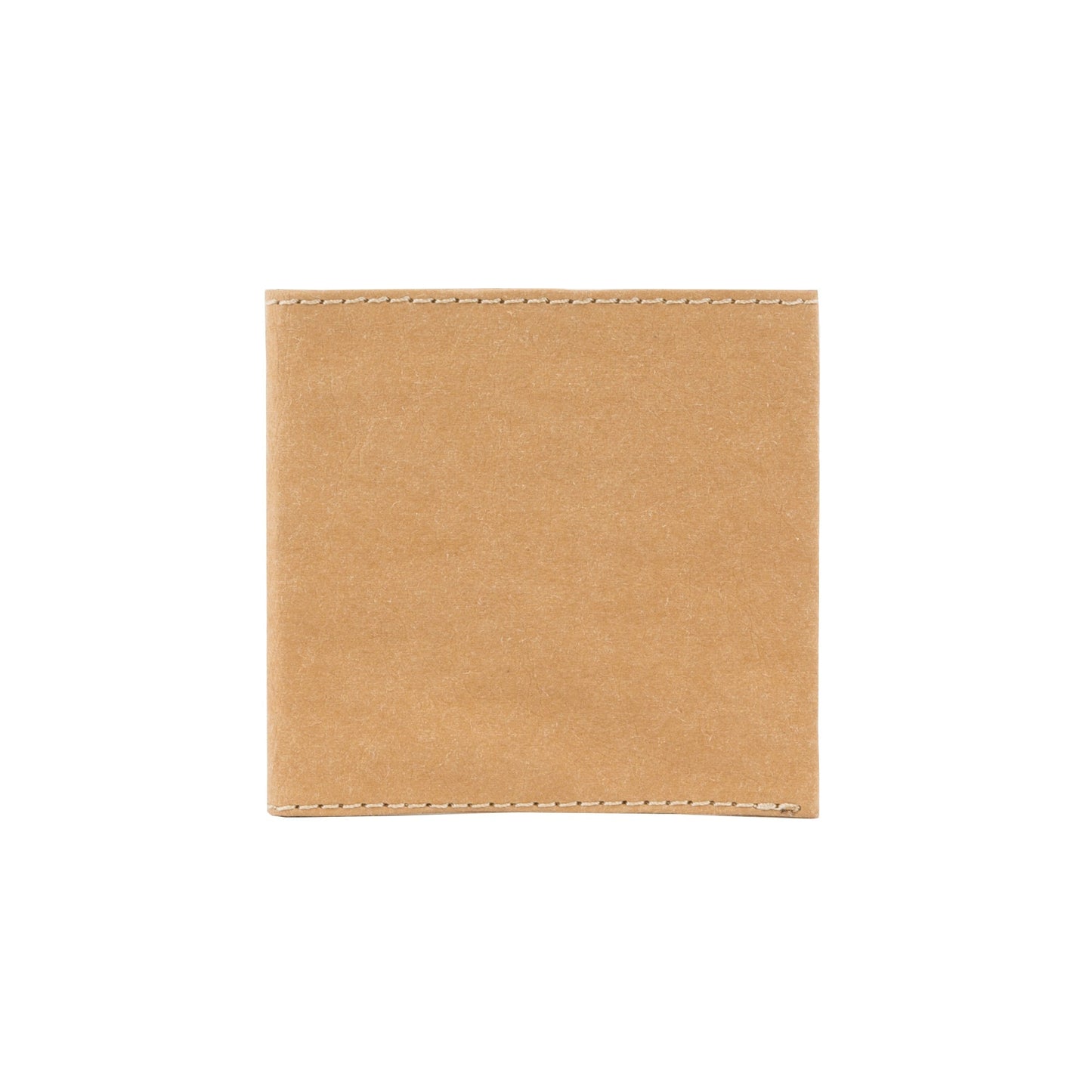 The outside of a small 8 slot washable paper wallet is shown. The wallet is closed and is tan.
